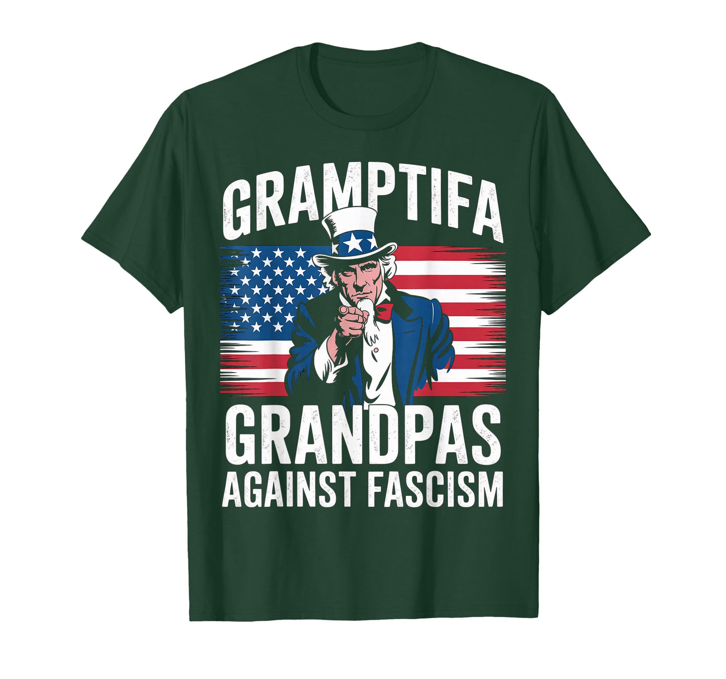 Gramptifa Grandpa Against Fascism Flag Resist No Kings Papa T-Shirt
