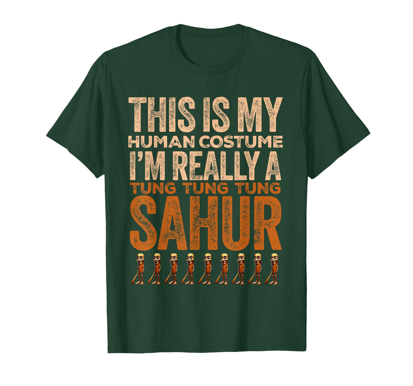 Tung Tung Tung Sahur Human Costume Funny Halloween T-Shirt