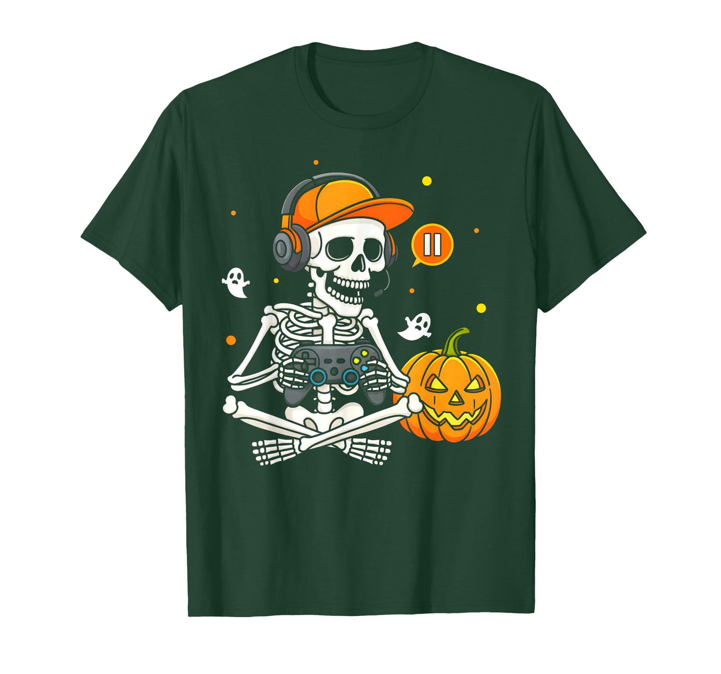 Funny Gaming Hallowen Skeleton Gamer Video Kids Boys T-Shirt