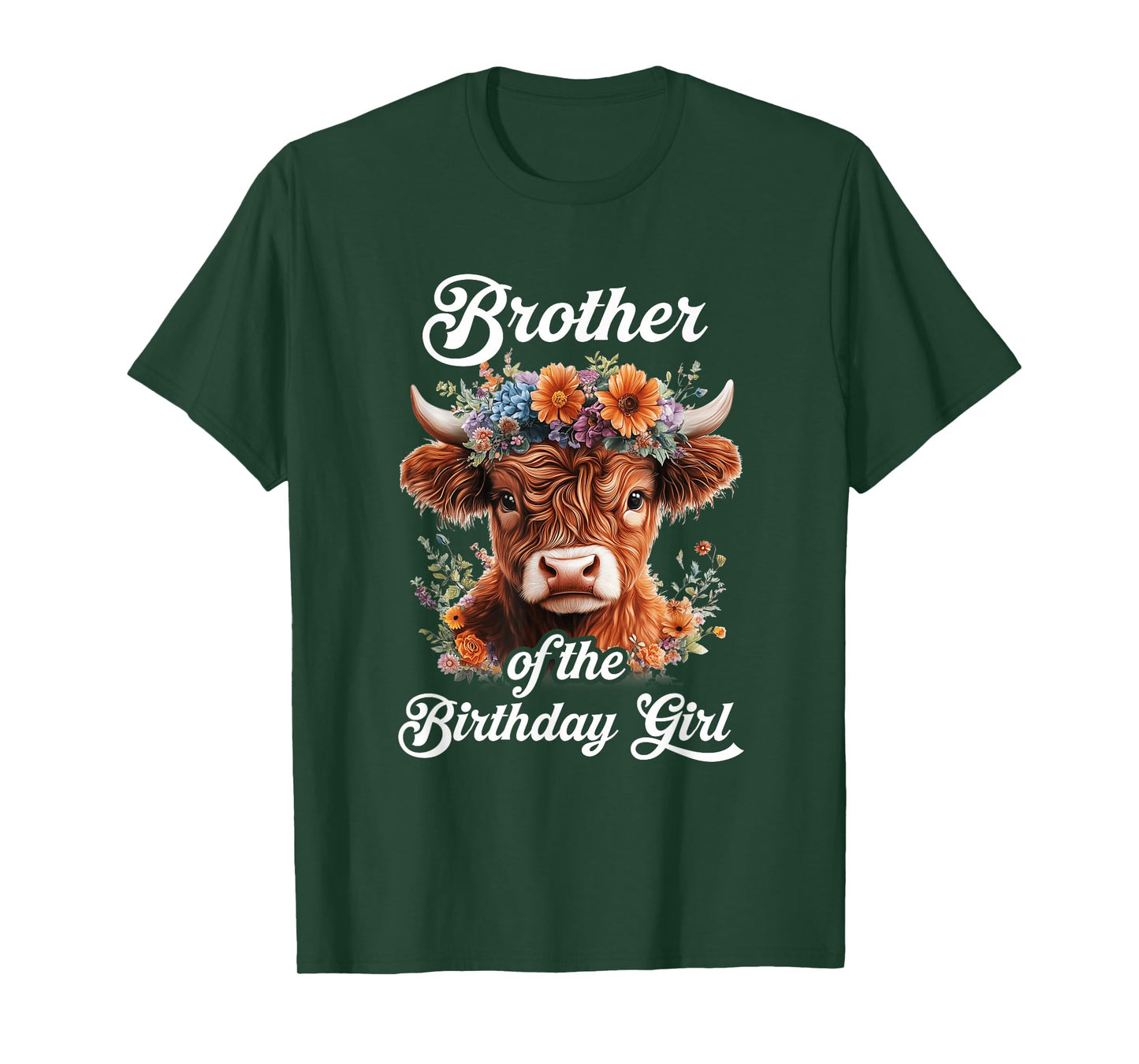 Brother Of The Birthday Girl Highland Cow Farm Family T-Shirt