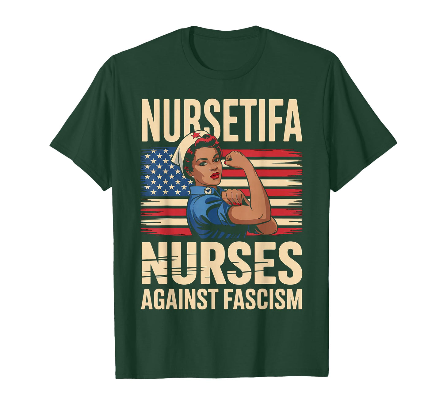 Nursetifa Black Nurse Against Fascism Flag Resist No Kings T-Shirt