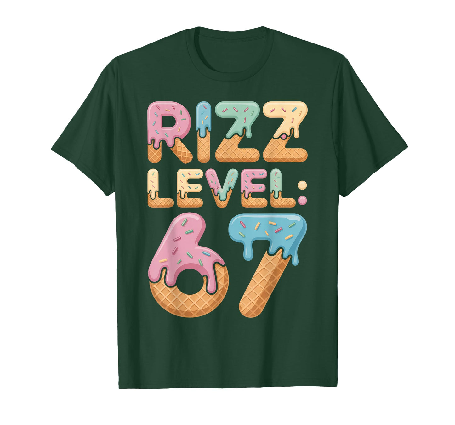 Rizz Level 67 Meme Shirt Ice Cream Drip Meme Six Seven 6 7 T-Shirt