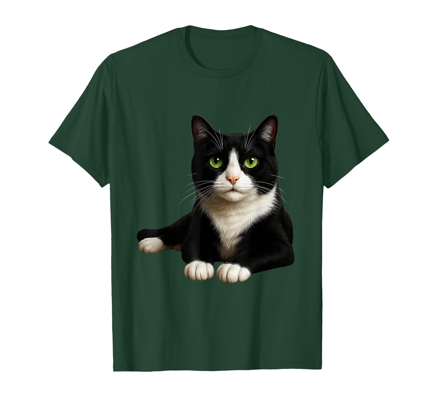 Tuxedo Cat with Green Eyes Artwork T-Shirt