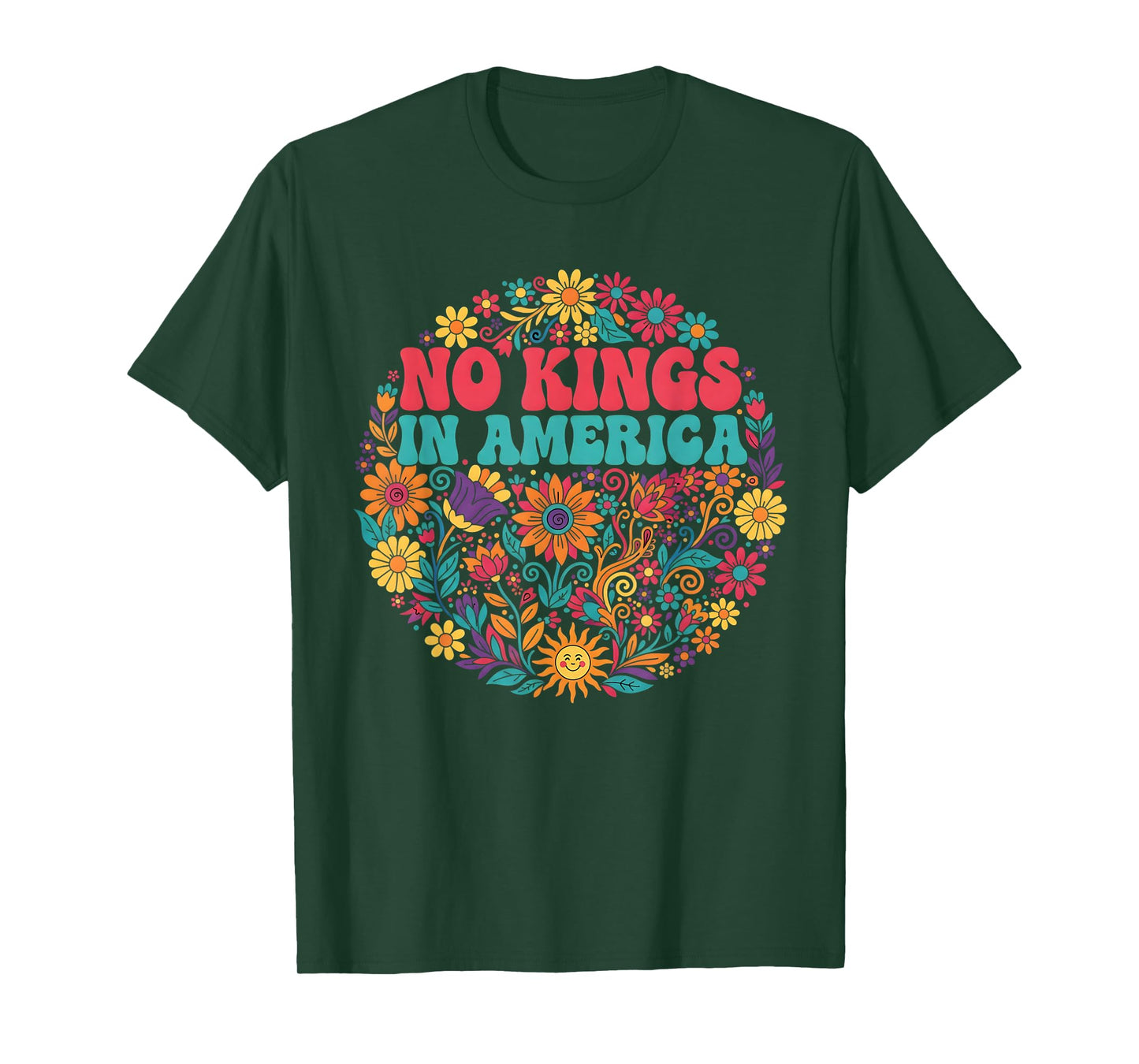 Floral No Kings in America Protest Democracy No Kings T-Shirt