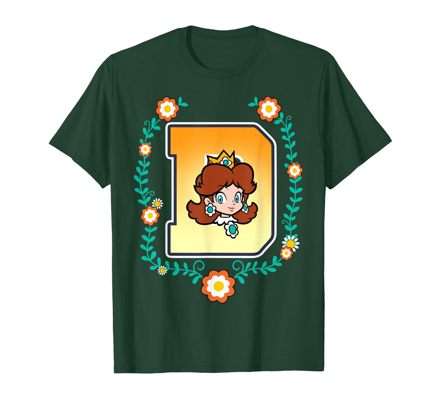 Super Mario Princess Daisy University Letter Portrait Logo T-Shirt