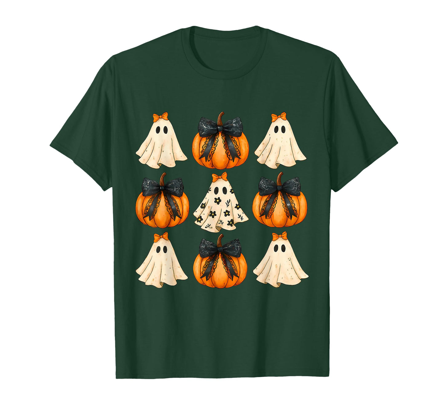 Halloween Coquette Bow Pumpkin Ghost Spooky Boo Women Girl T-Shirt