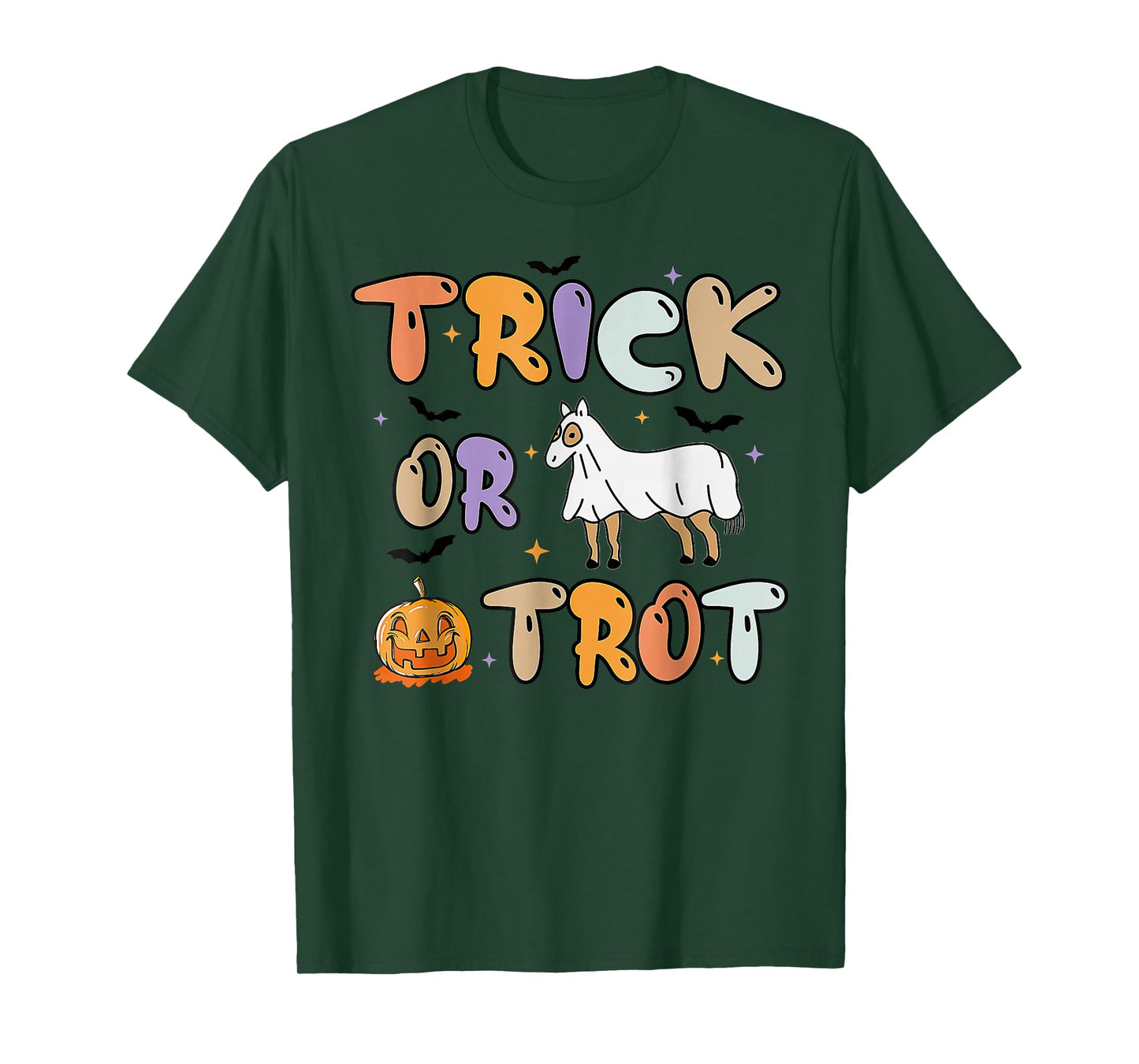 Trick Or Trot Halloween Pumpkin Ghost Horse T-Shirt
