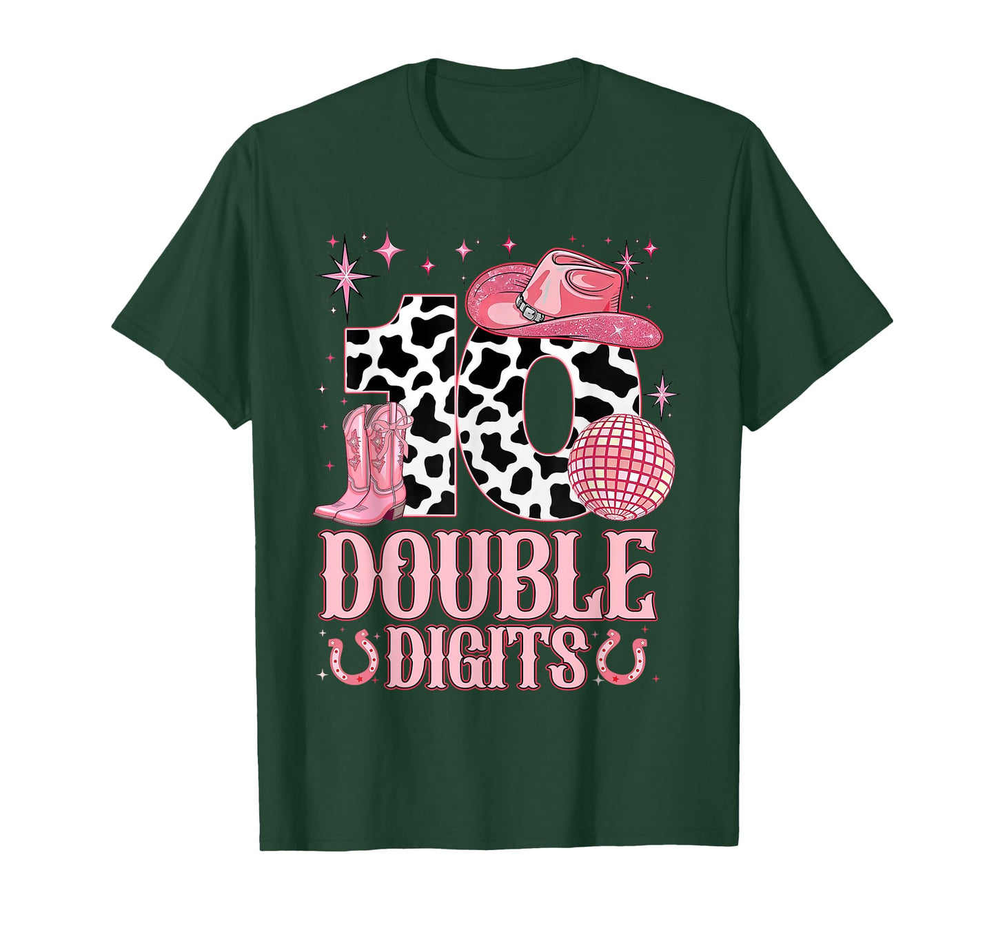 10th Birthday Girl Western Coquette Bow Cowgirl Birthday T-Shirt