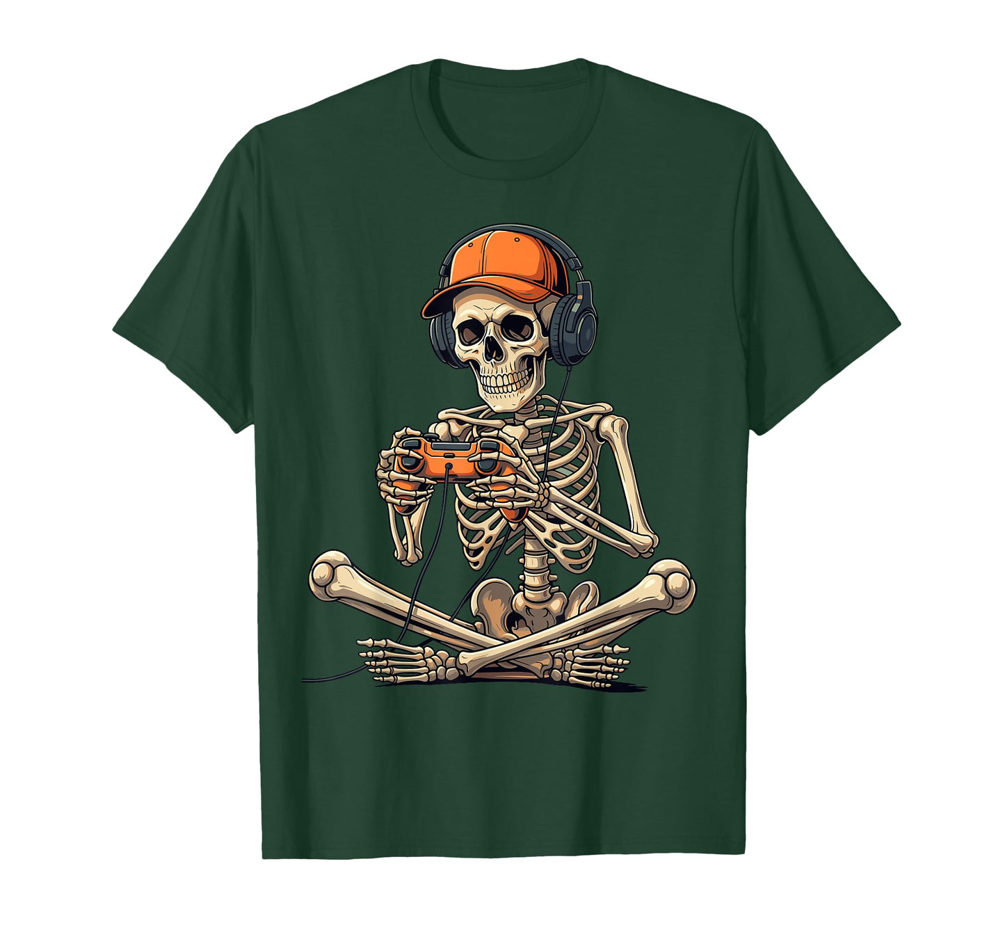 Halloween Skeleton Gamer Video Gaming Boys Men Kids T-Shirt