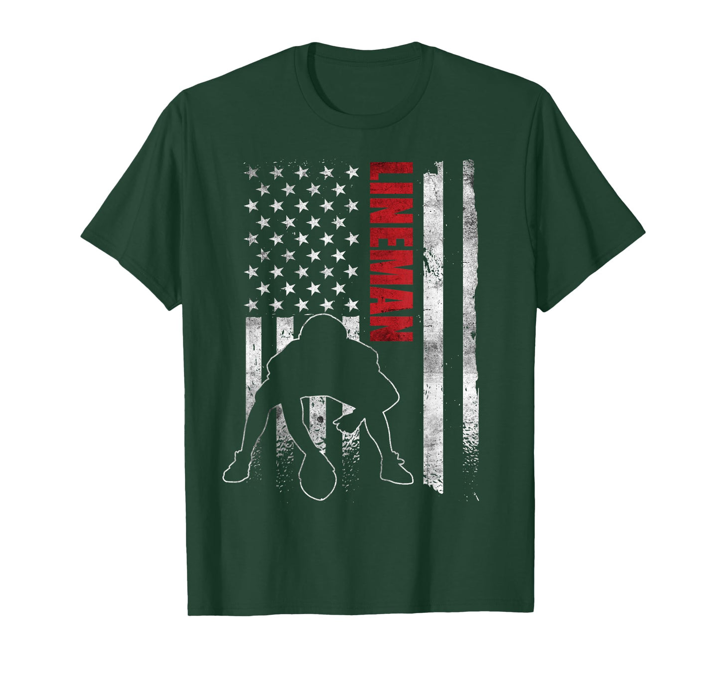 American Football Lineman Offensive Player Apparel US Flag T-Shirt