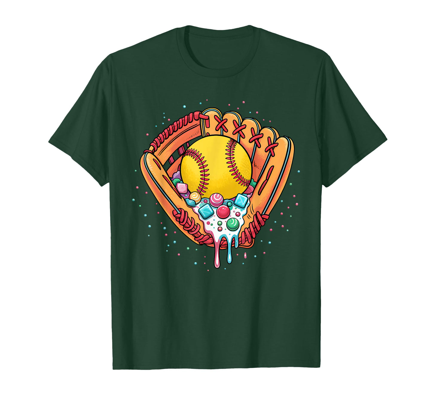 Ice Cream Drip Softball Stuff Softball Drip For Boys Girls T-Shirt