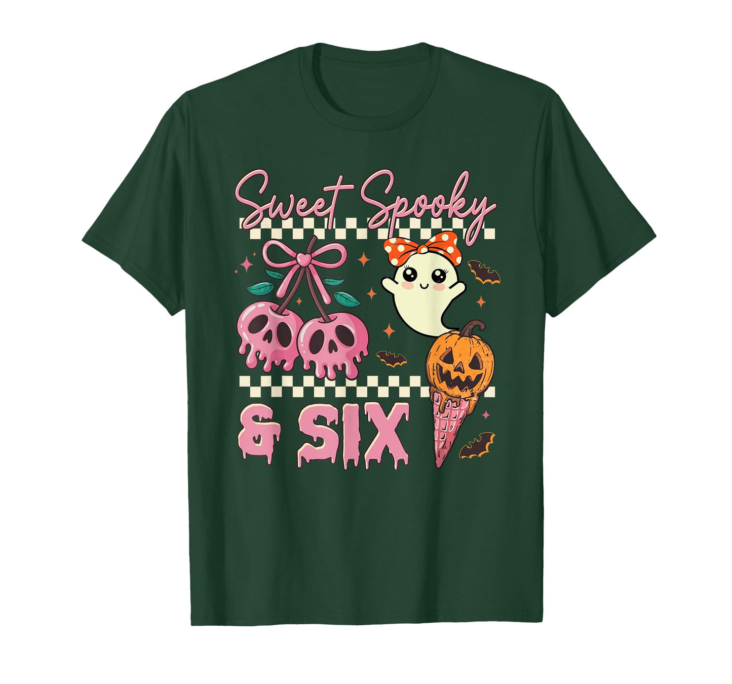 Sweet Spooky and Six Cute Ghost 6th Birthday Halloween T-Shirt