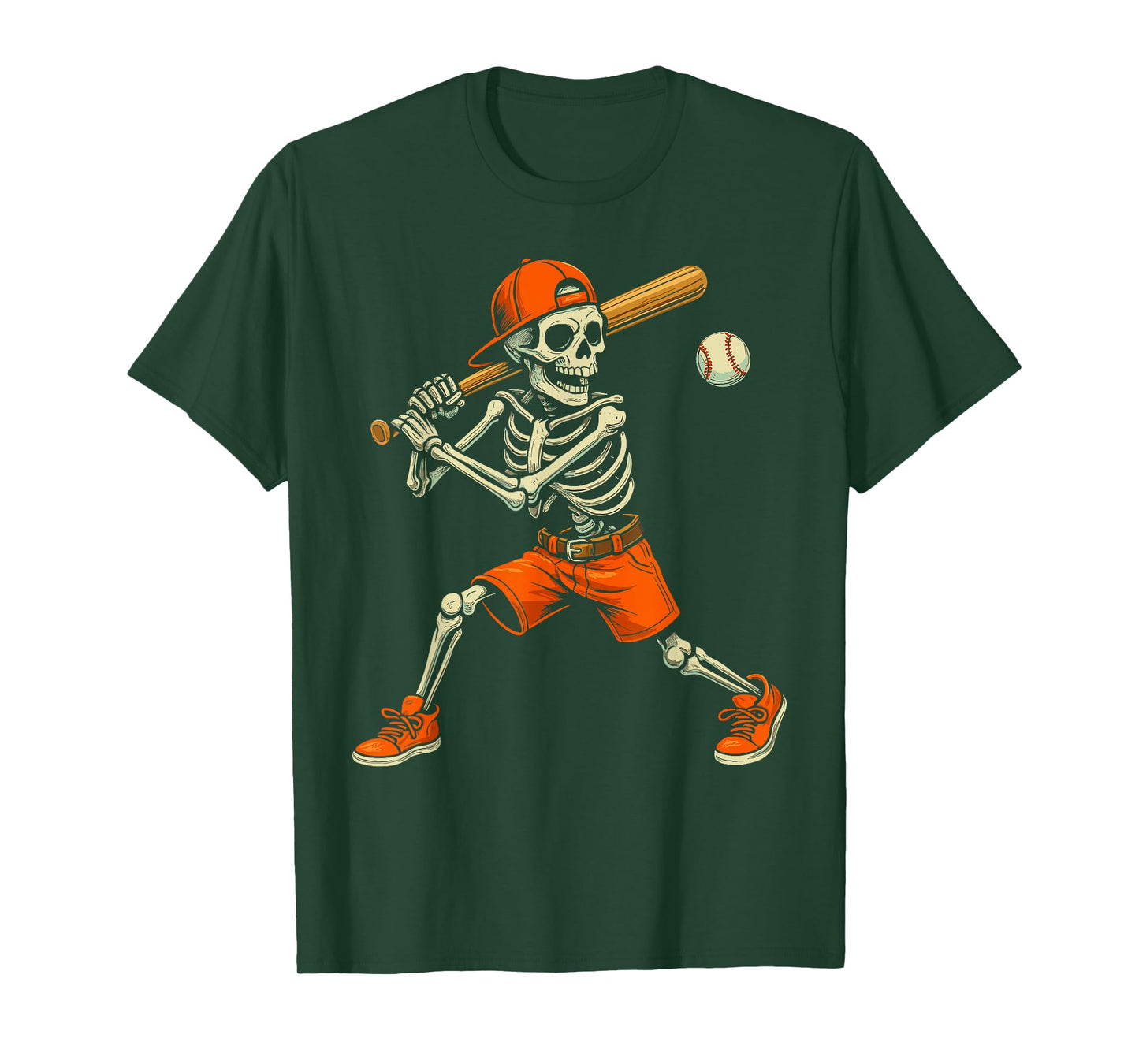 Skeleton Baseball Halloween Costume Funny Men Boys Kids T-Shirt