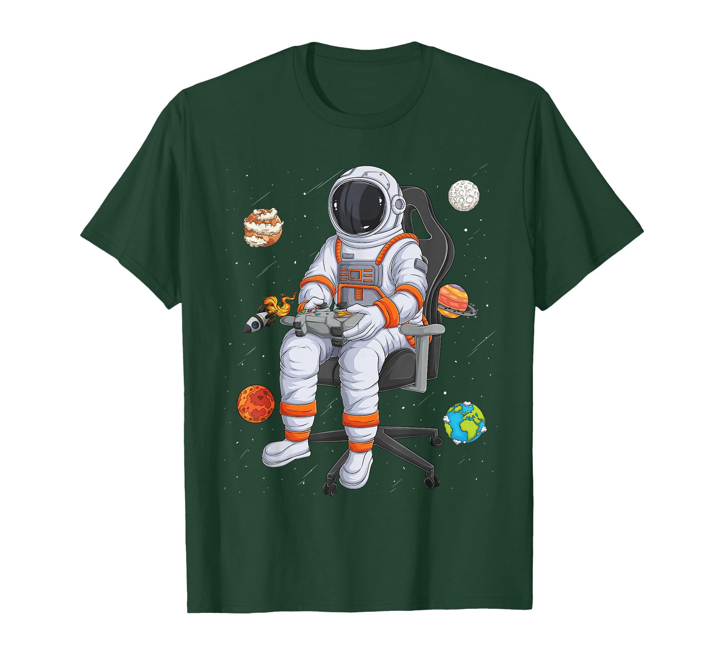 Astronaut Gamer Outer Space Men kids Gaming System Planets T-Shirt