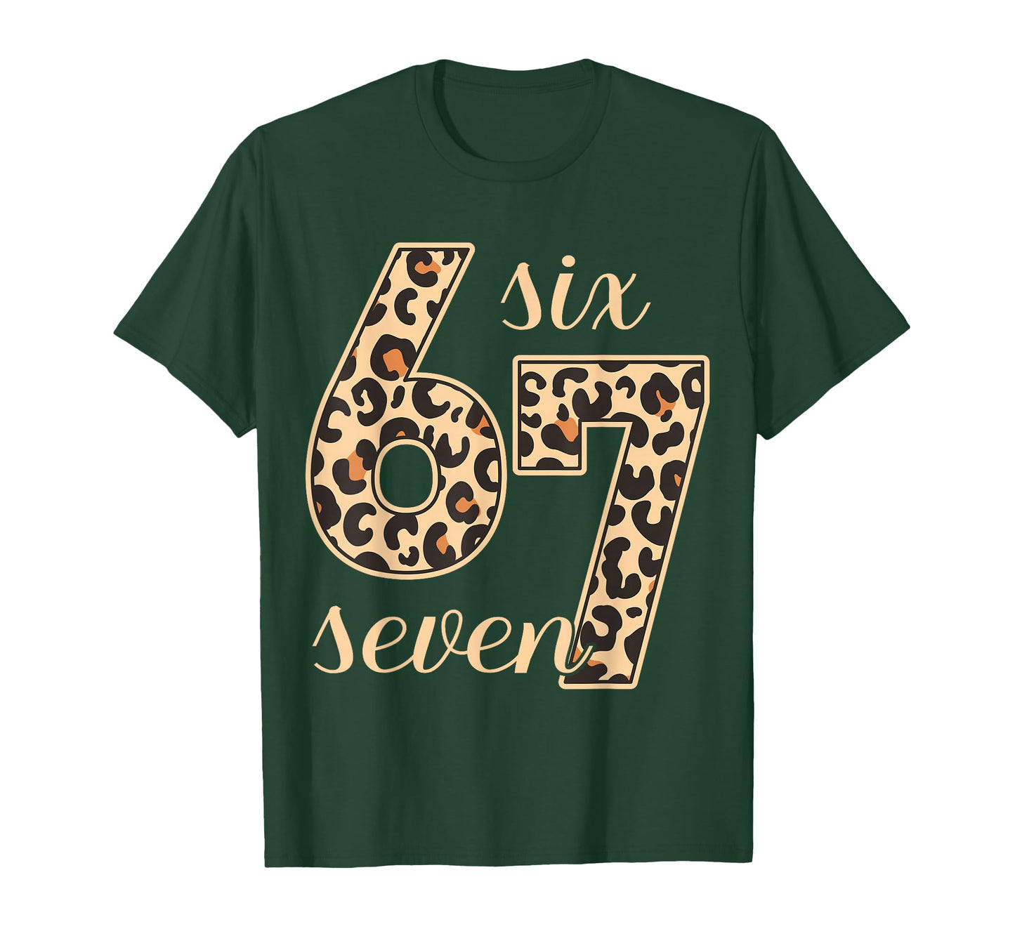 Six Seven Meme 6-7 Number Leopard Print Gen Z Gen Alpha T-Shirt