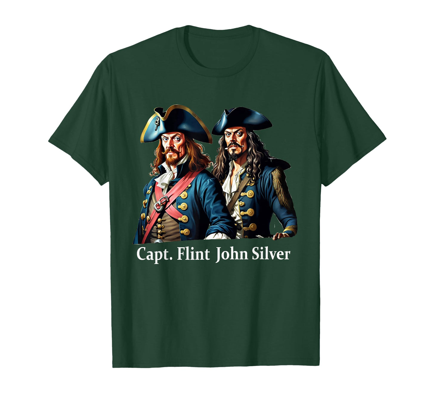 Captain Flint & Long John Silver Pirate Portrait T-Shirt
