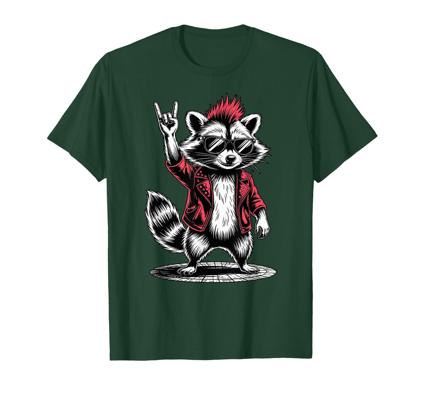 Retro Raccoon Rock Music Men Kids Women Funny Raccoon Punk T-Shirt