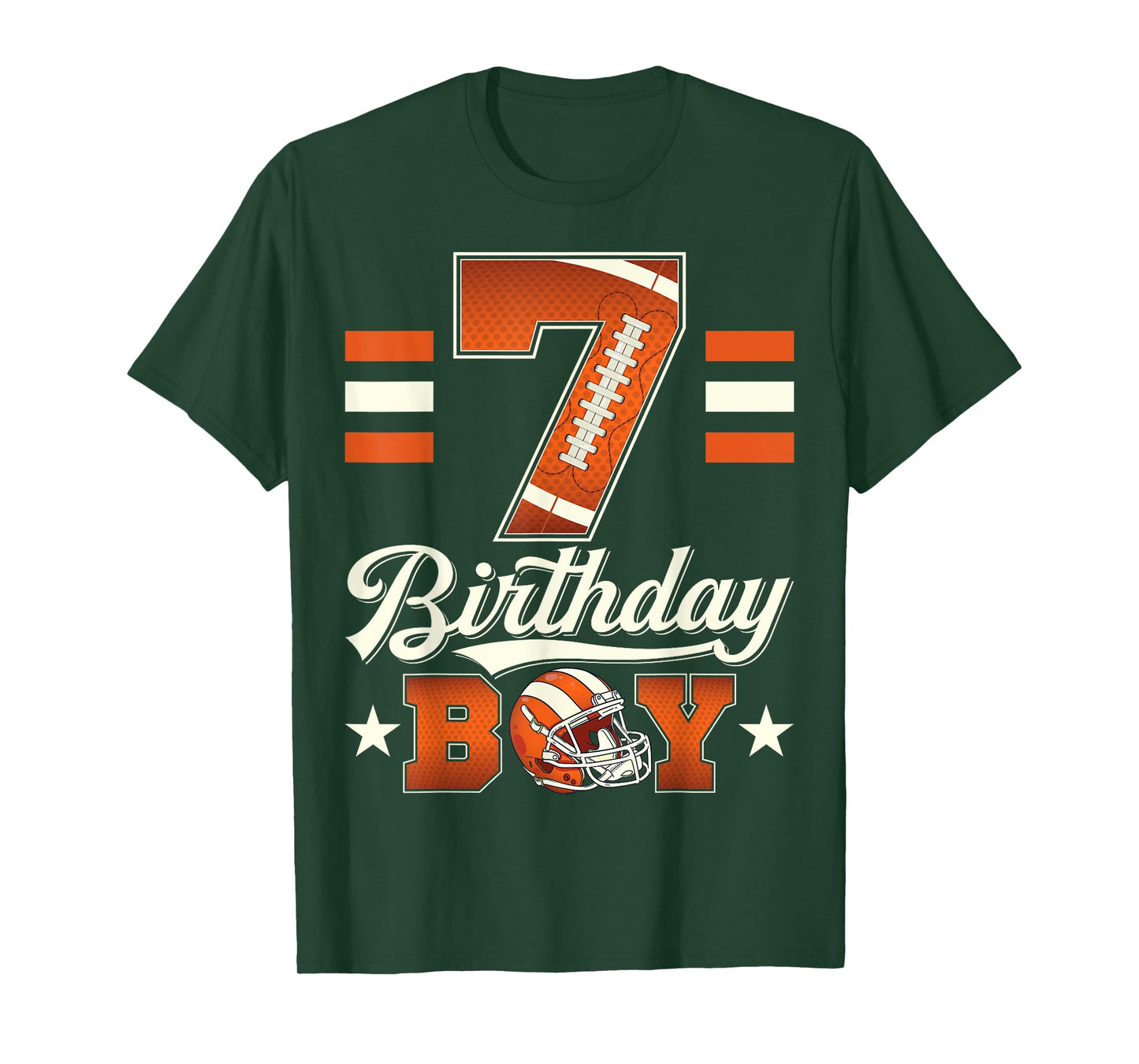 Seven 7th Birthday Boy Football 7 Year Old Sports Party T-Shirt