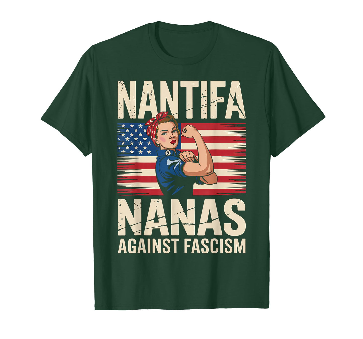 Nantifa Nana Against Fascism Flag Resist No Kings Grandma T-Shirt