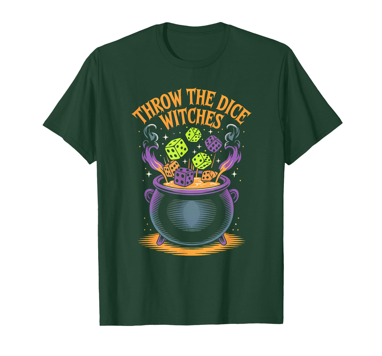 Throw The Dice Witches Bunco Game Halloween Cauldron T-Shirt