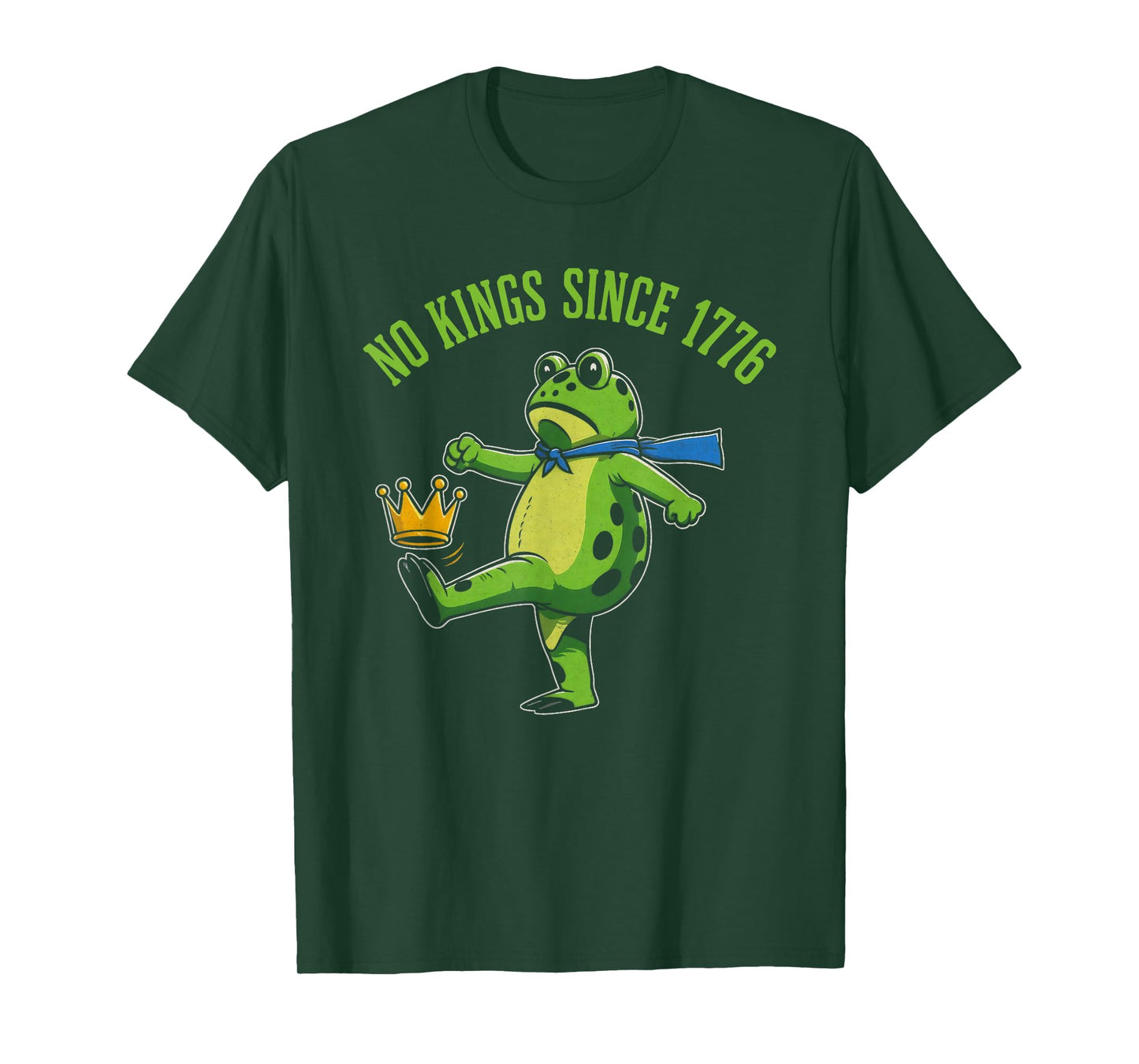 No Kings Since 1776 Portland Frog Kicking Crown Retro T-Shirt
