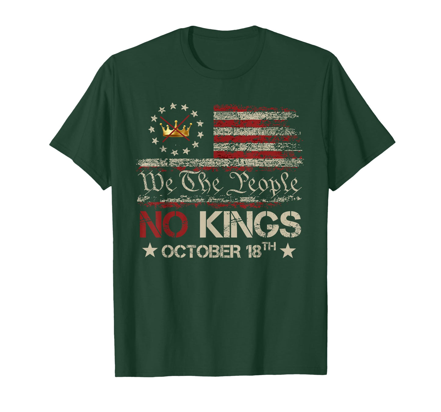 No Kings Vintage America Flag 1776 October 18 T-Shirt