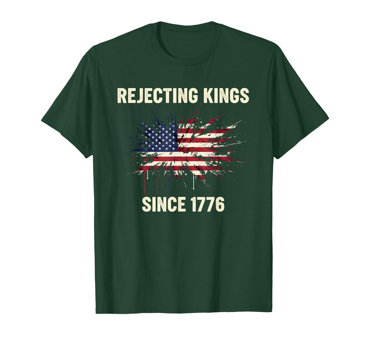 Rejecting Kings Since 1776 Democracy Patriotic USA Flag T-Shirt