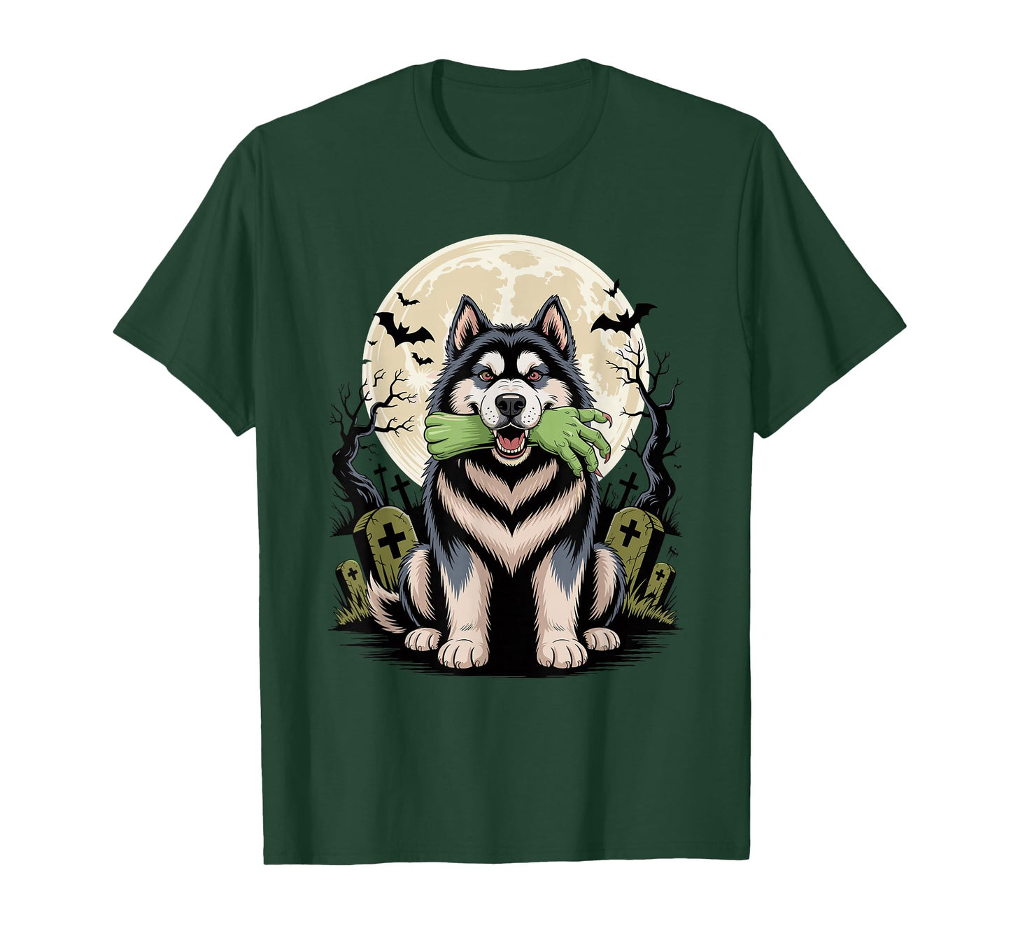 Halloween Moon Zombie Hand Alaskan Malamute T-Shirt