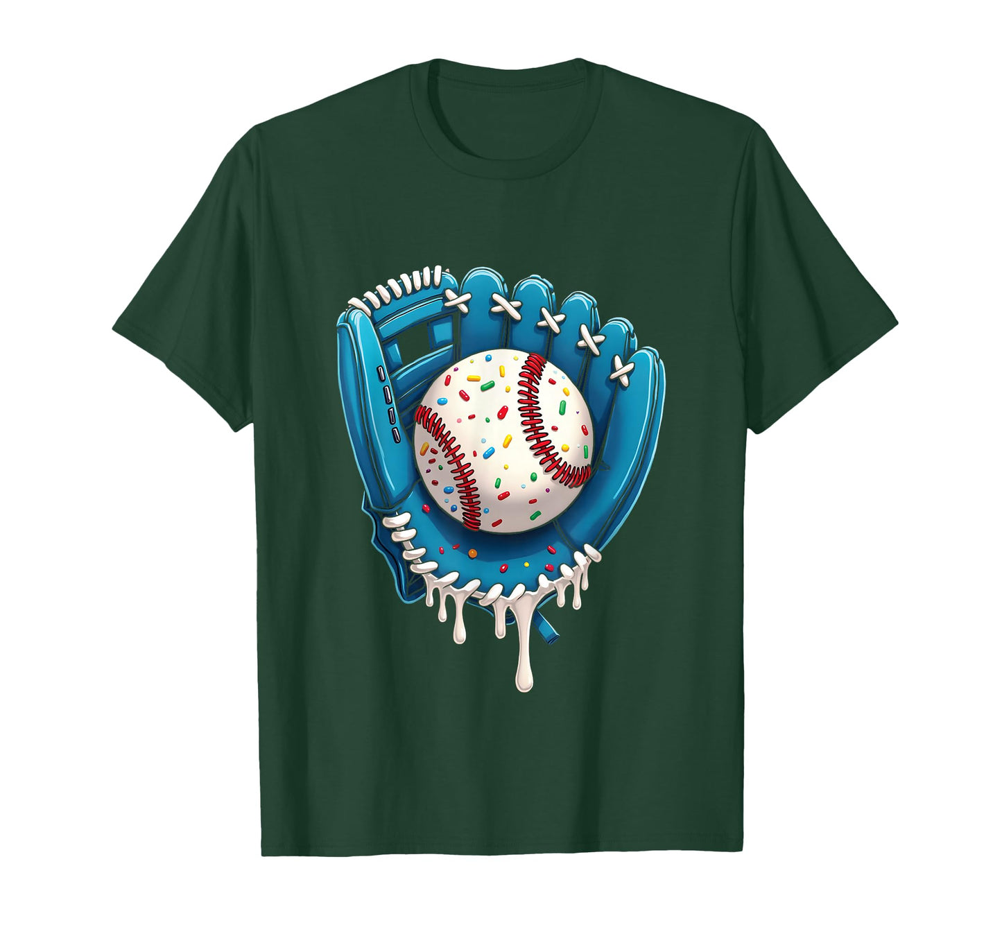 Baseball Drip Ice Cream Sprinkles Baseball Glove T-Shirt