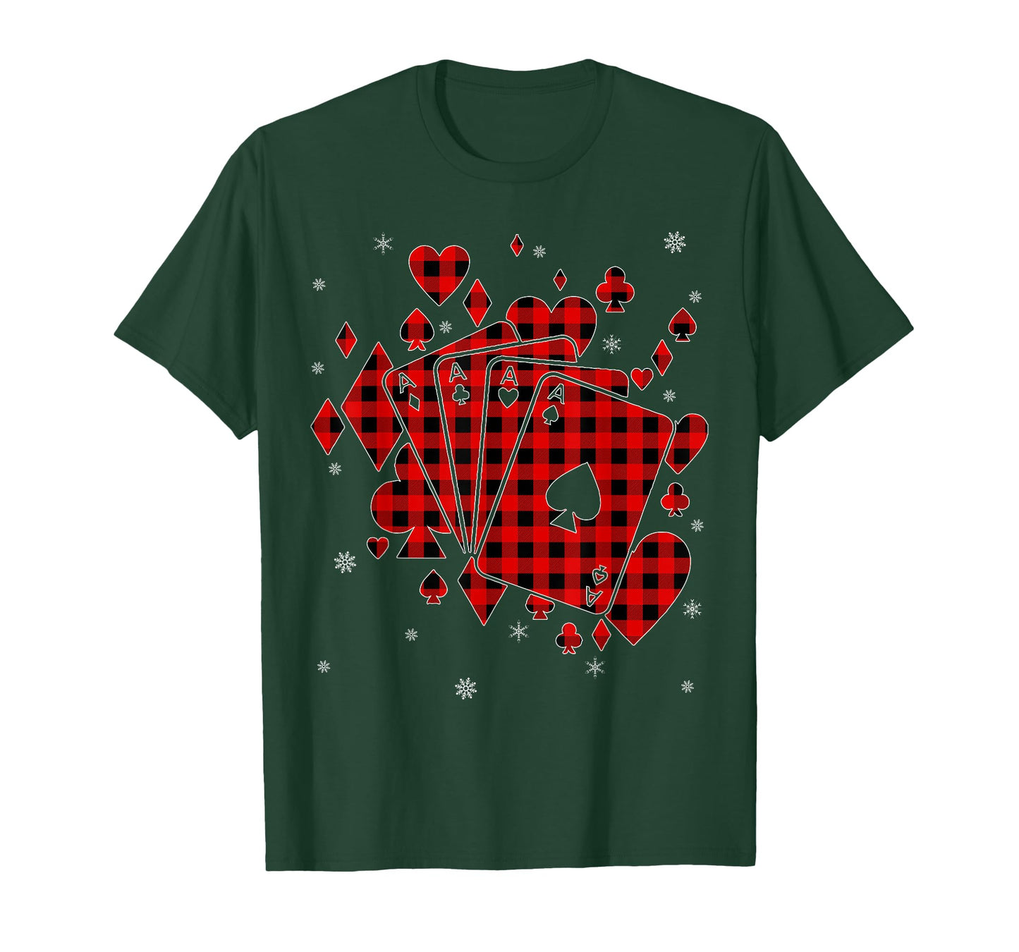 Funny Buffalo Plaid Family Matching Poker Christmas Pajama T-Shirt