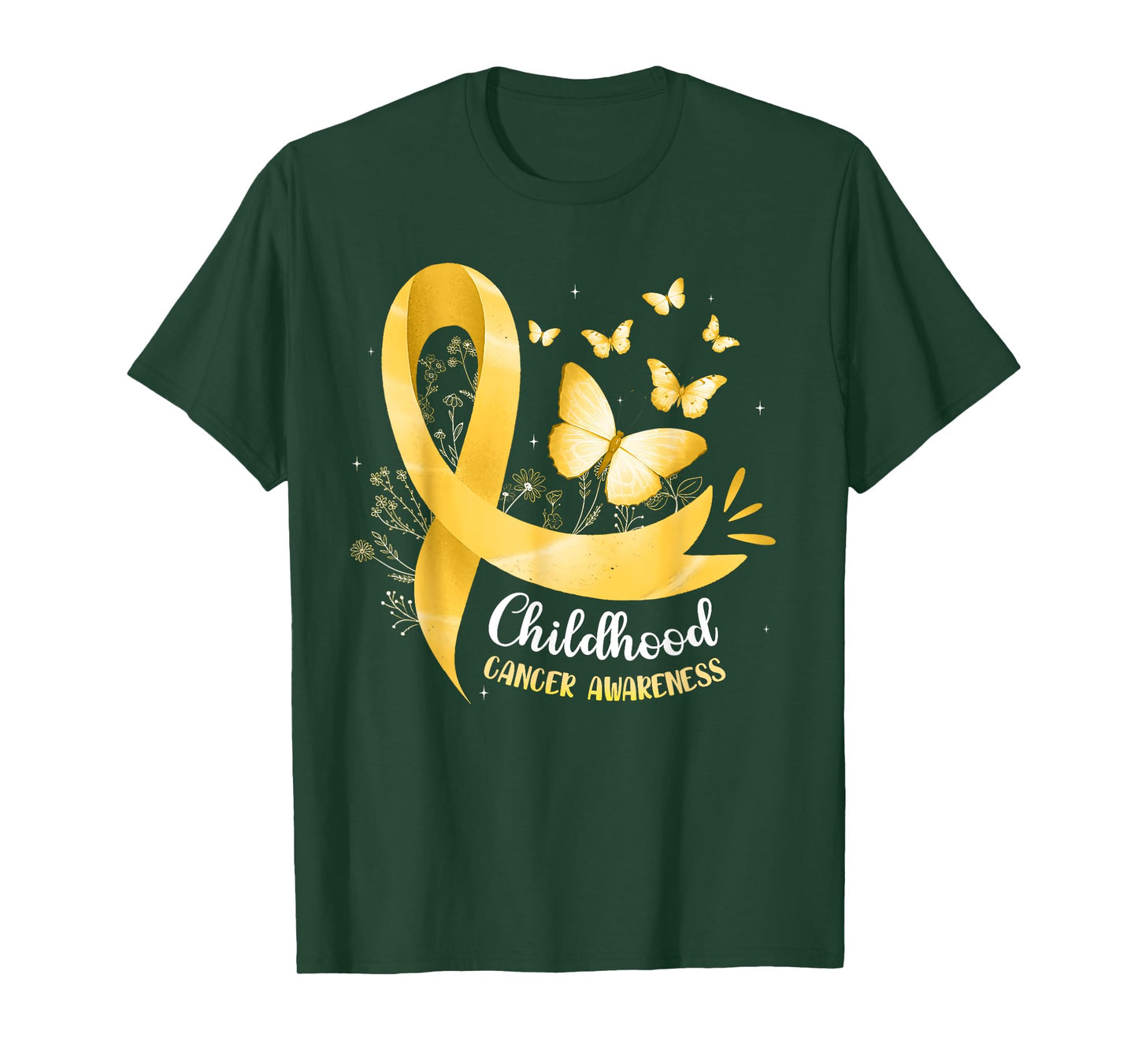 Gold Ribbon Childhood Cancer Awareness Girls Kids Women T-Shirt