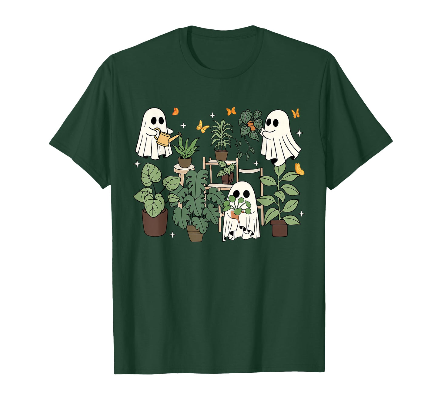 Ghost Plant Lady Retro Halloween Plants Spooky Mom Women T-Shirt