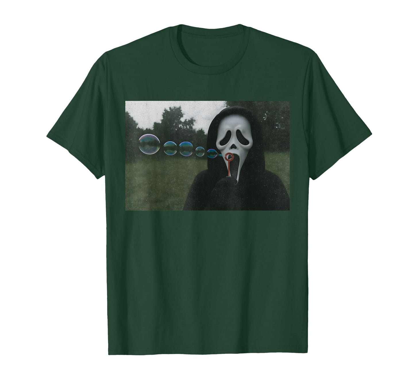 Scary Face Blowing Bubbles Funny Horror Halloween Meme T-Shirt