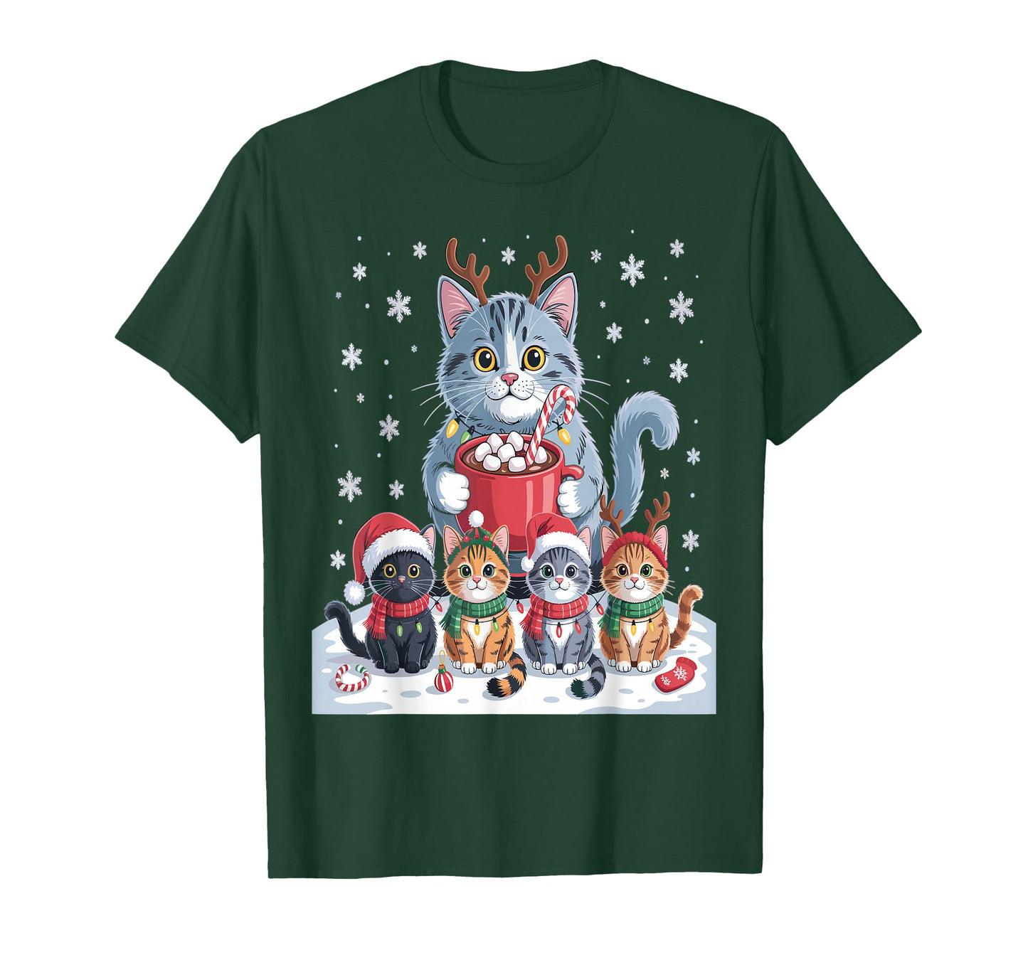 Funny Cat Christmas Shirt Holiday Santa Design T-Shirt