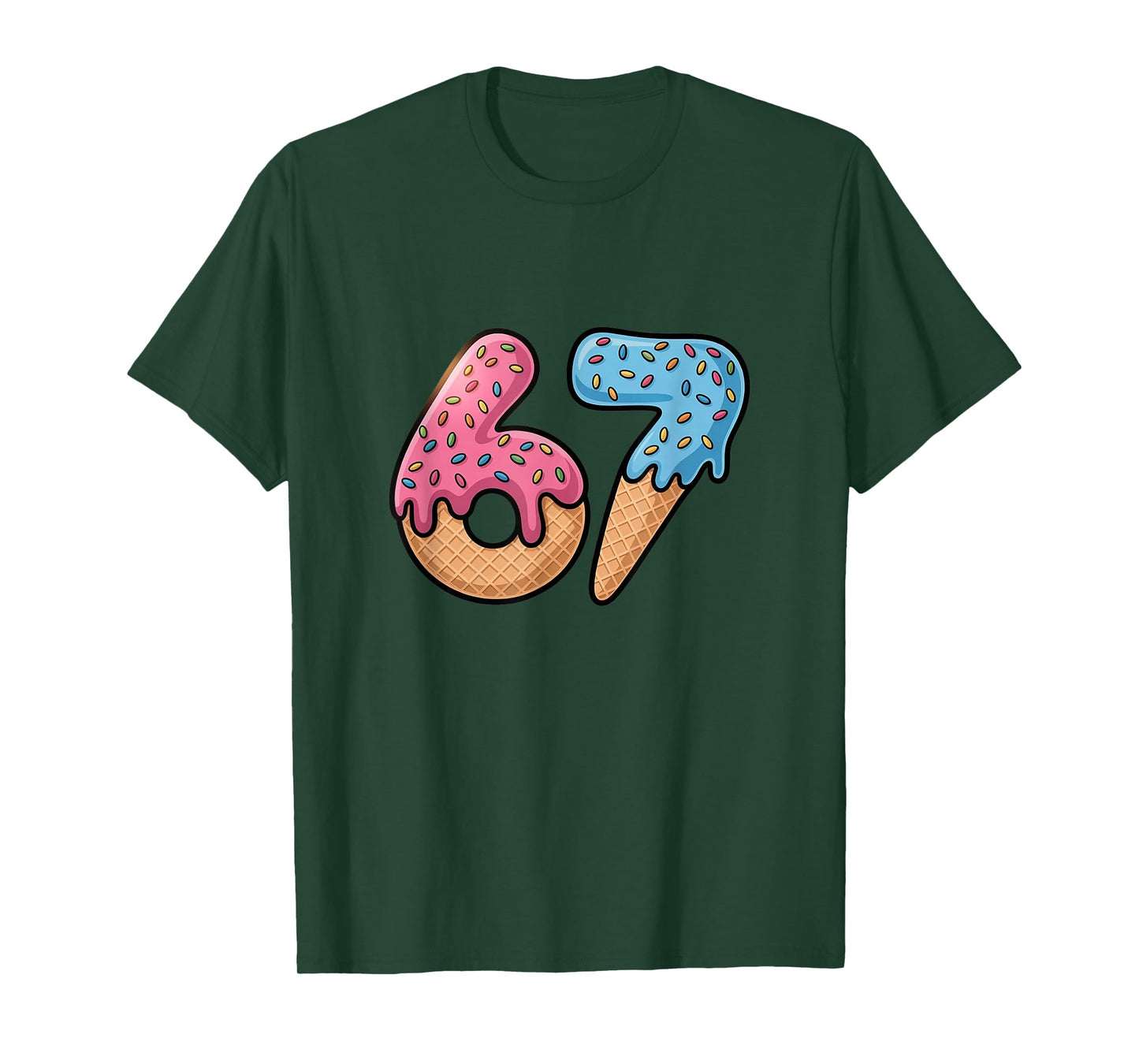 Six Seven Ice Cream Drip Cool Meme 67 Funny Number T-Shirt