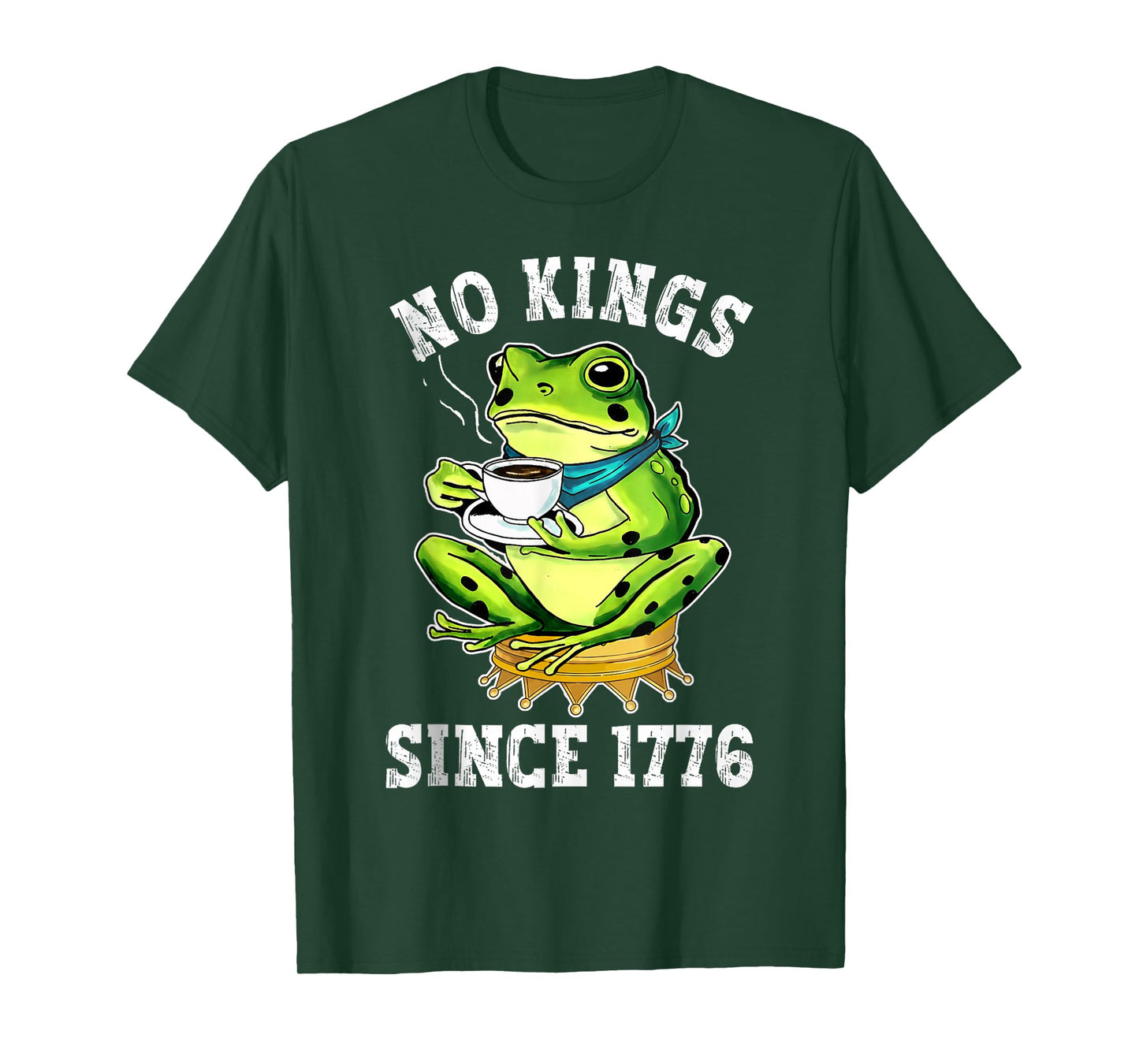 No Kings Since 1776 Portland Frog Kicking Crown Retro T-Shirt