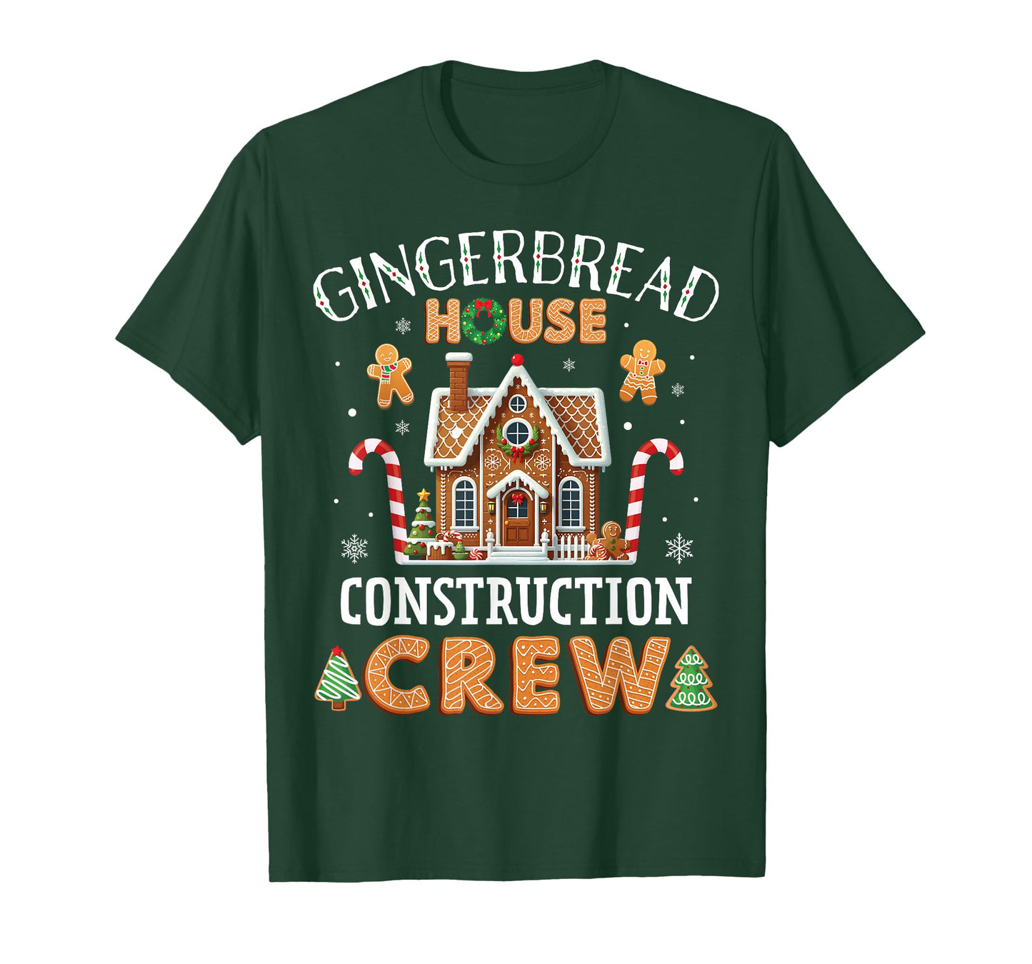 Gingerbread House Construction Crew Kids Men Women Matching T-Shirt
