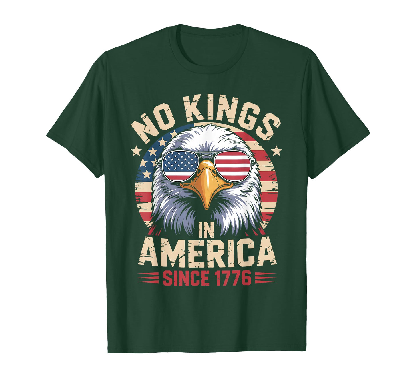 No Kings in America Since 1776, Patriotic Eagle Sunglasses T-Shirt