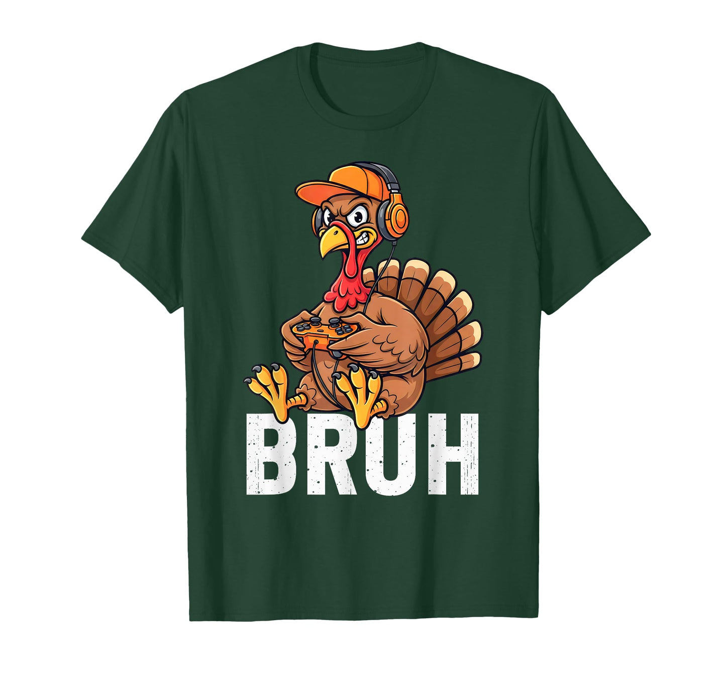 Bruh Turkey Gamer Funny Thanksgiving Video Gaming Boys Kids T-Shirt
