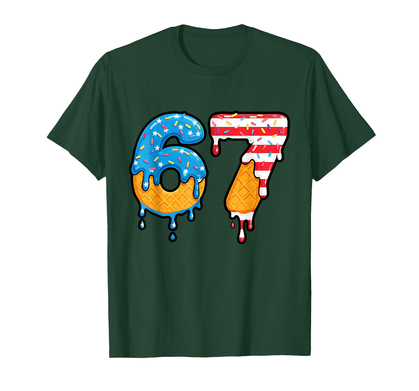 Mason 67 Ice Cream Drip Meme Six Seven USA Flag Funny T-Shirt
