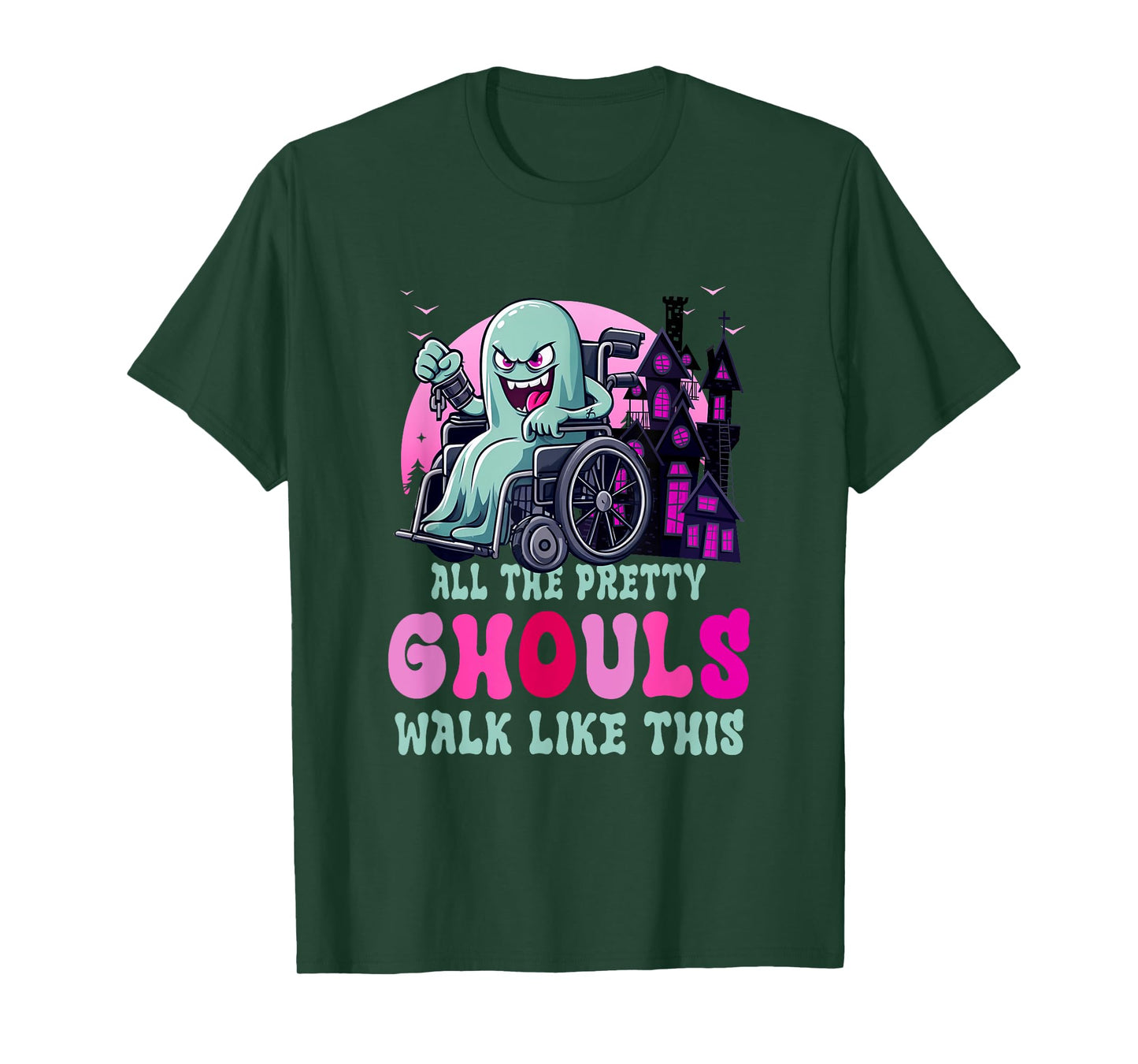 All The Pretty Ghouls Walk Like-This Halloween Wheelchair T-Shirt