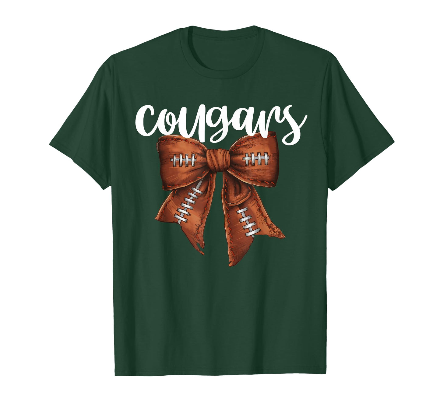 Cougars Football Bow School Spirit Team Mascot Game Night T-Shirt