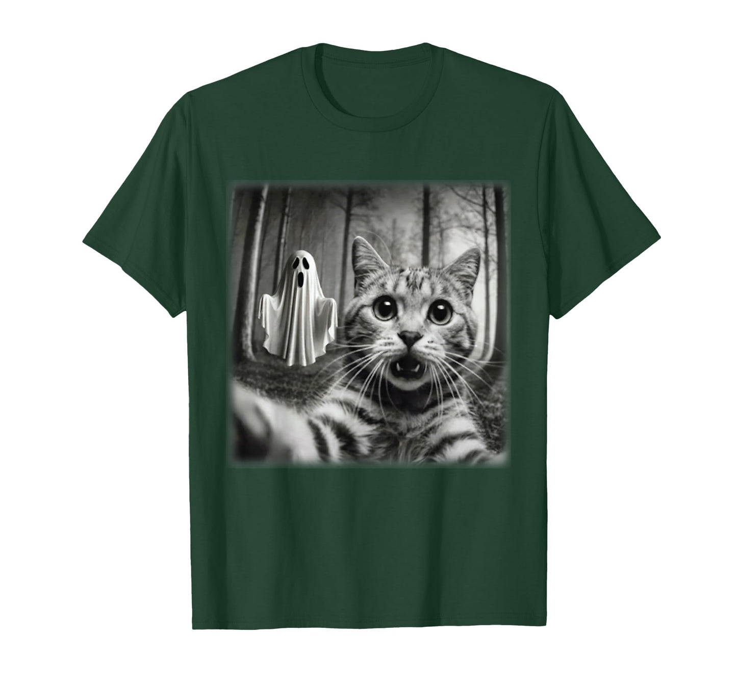 Funny Halloween Cat Selfie with Spooky Ghost Cat Lovers T-Shirt