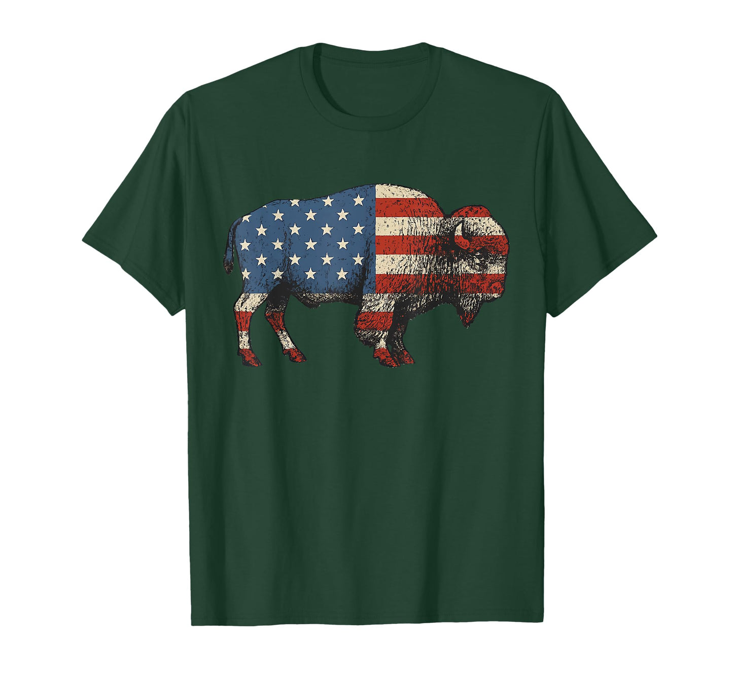 Bison USA American Flag Patriotic United States T-Shirt