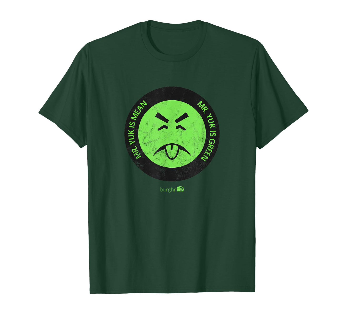 Burghr Men's Mr. Yuk Retro Pittsburgh Themed Green Cartoon T-Shirt