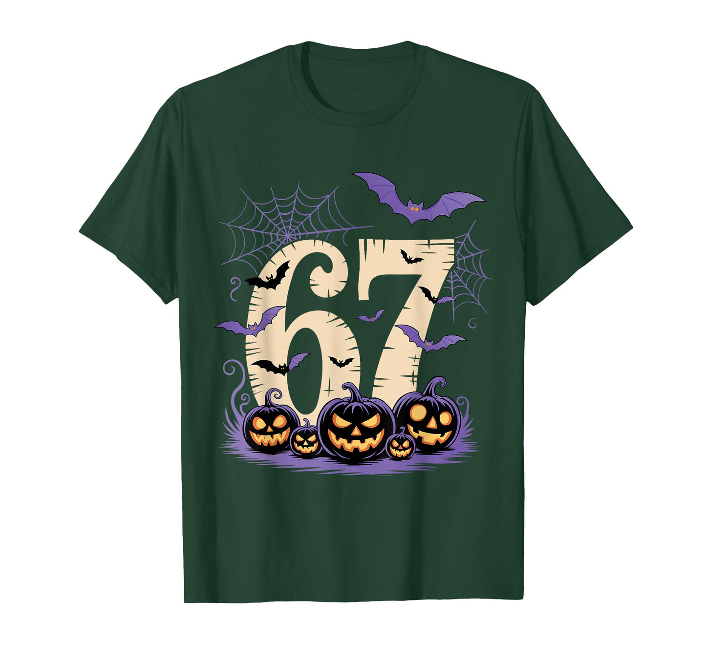Six Seven 6 7 Meme Spooky Halloween Bat Pumpkin T-Shirt