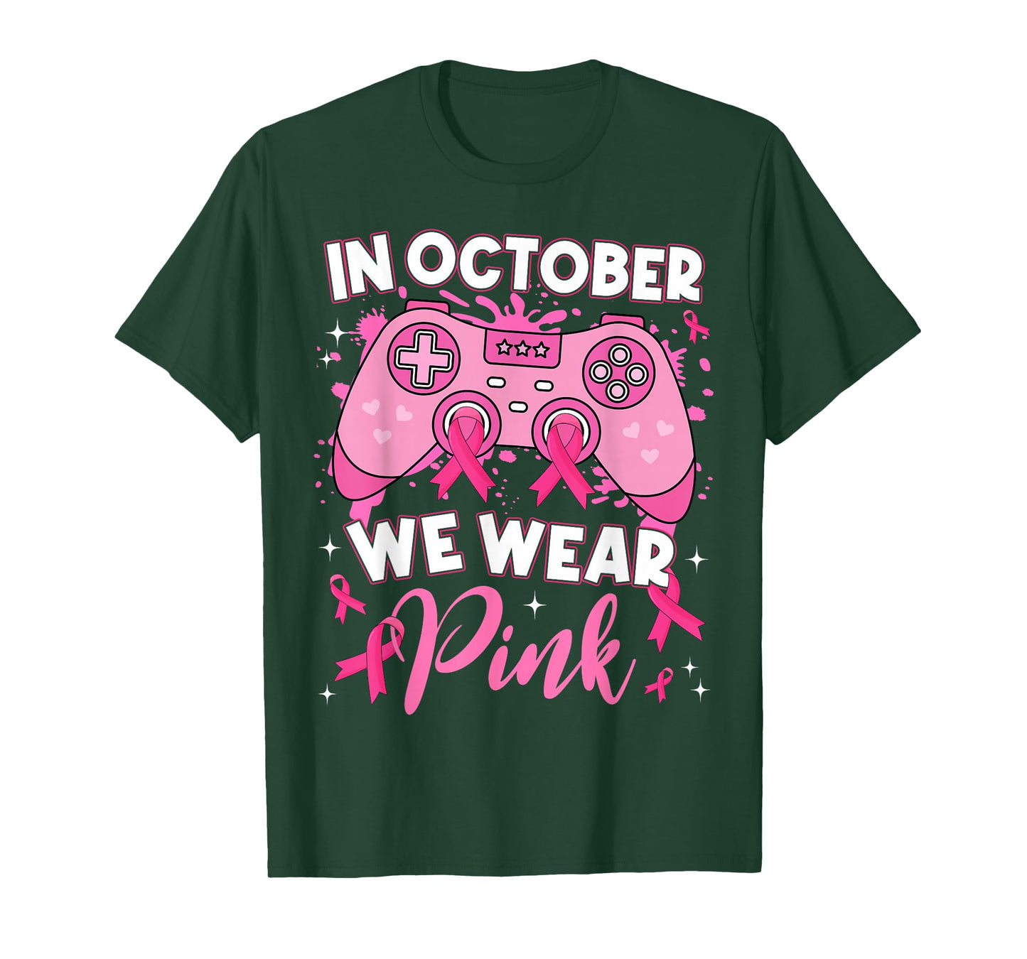 Gamer Gaming In October We Wear Pink Breast Cancer Boys Kids T-Shirt