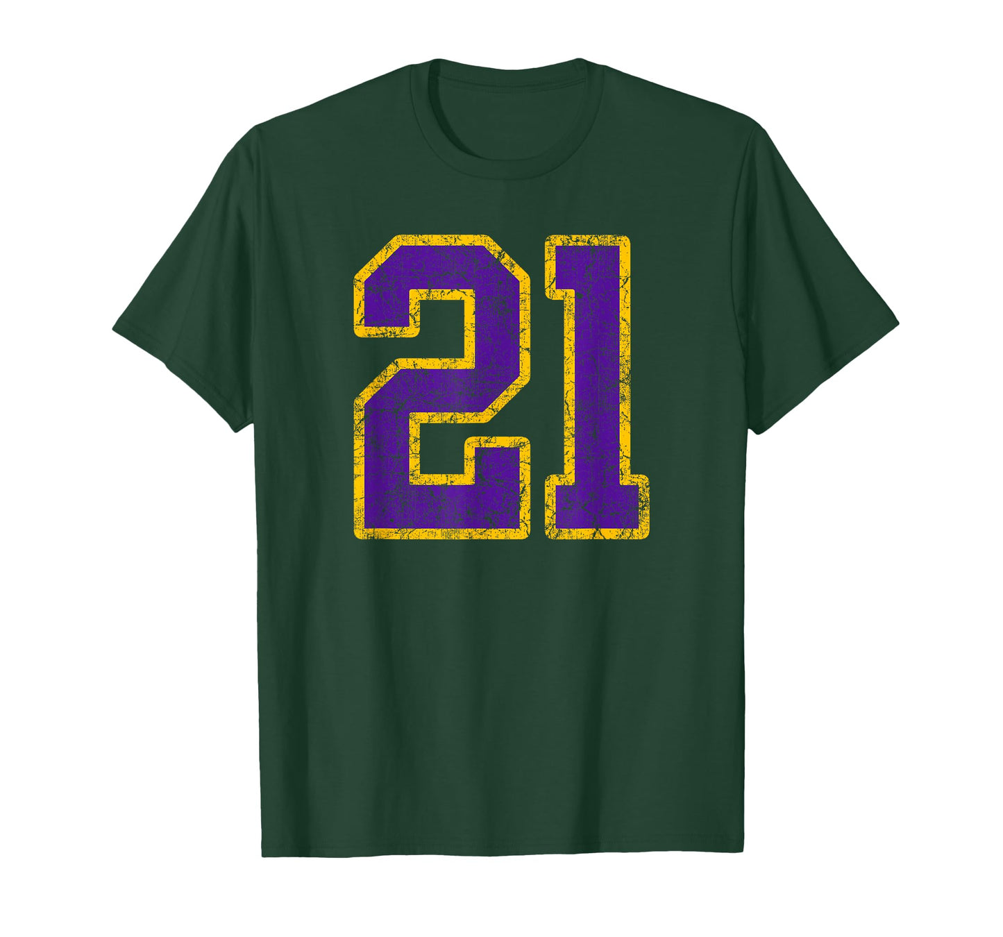 Purple Gold Number 21 Jersey Player Uniform #21 Grunge T-Shirt