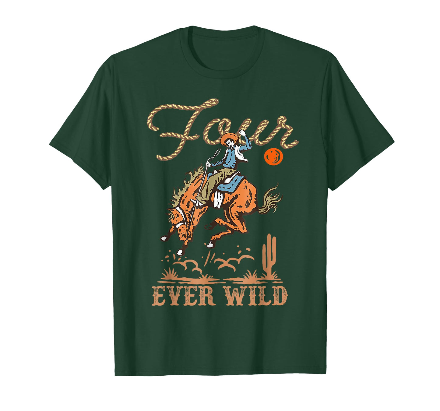 Kids Western Rodeo 4th Birthday Boy Four Ever Wild Cowboy T-Shirt