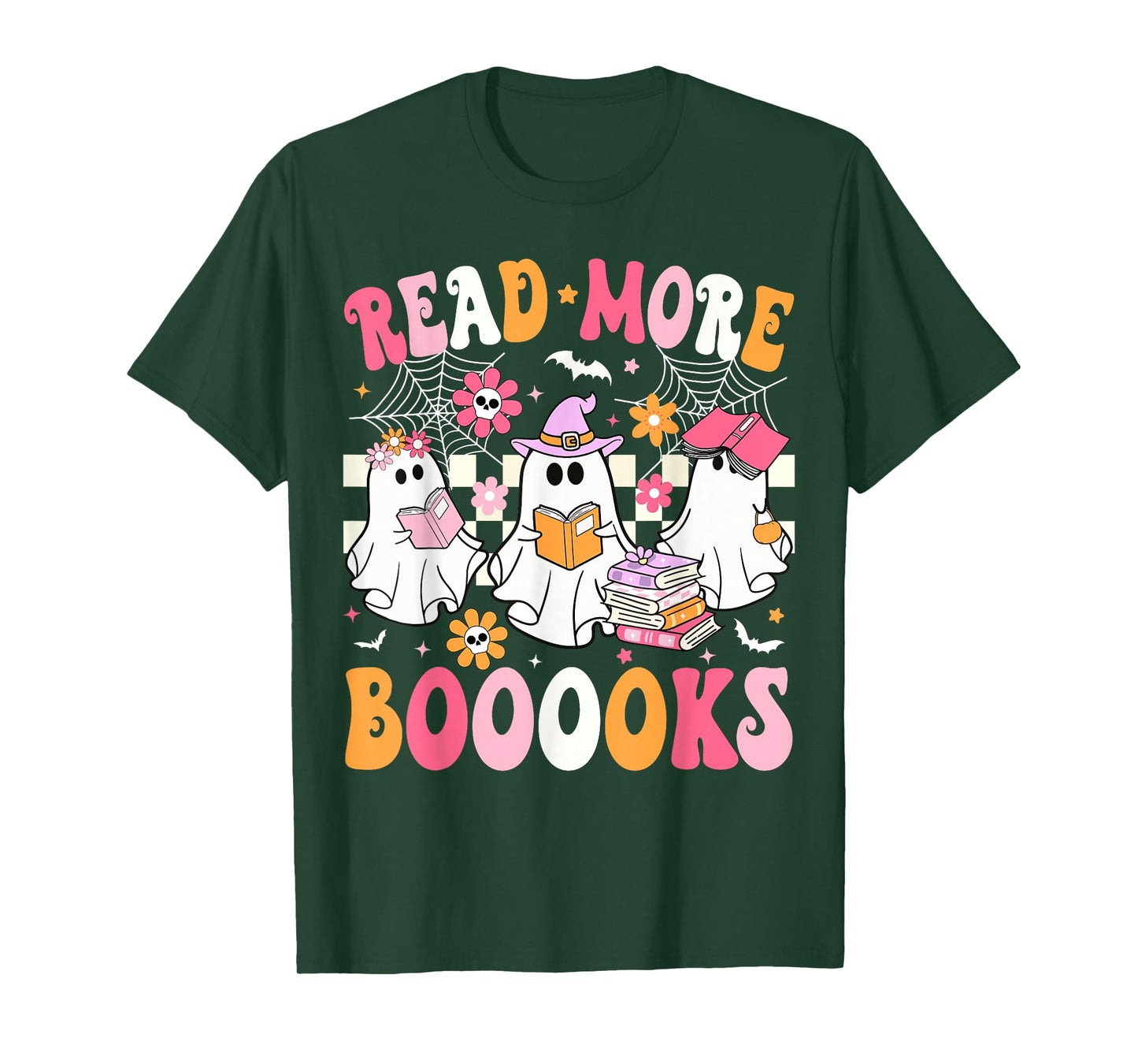 Read More Books Ghosts Reading Book Funny Teacher Halloween T-Shirt